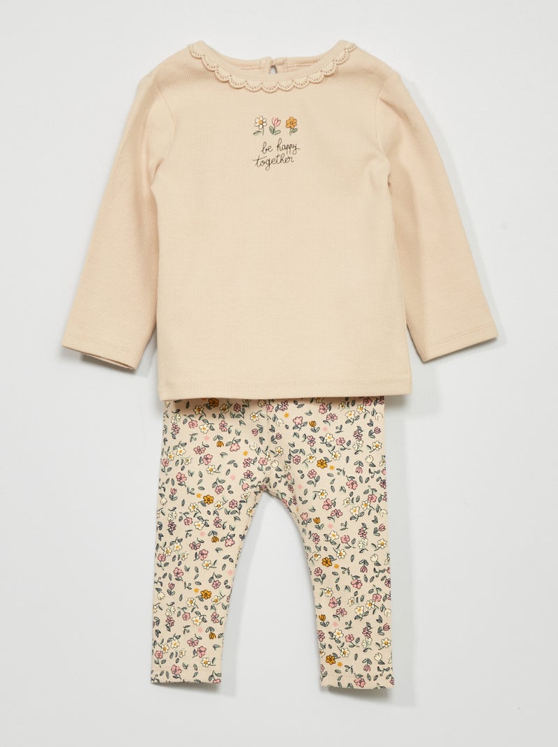 Ensemble t-shirt + legging - 2 pièces Beige - Kiabi