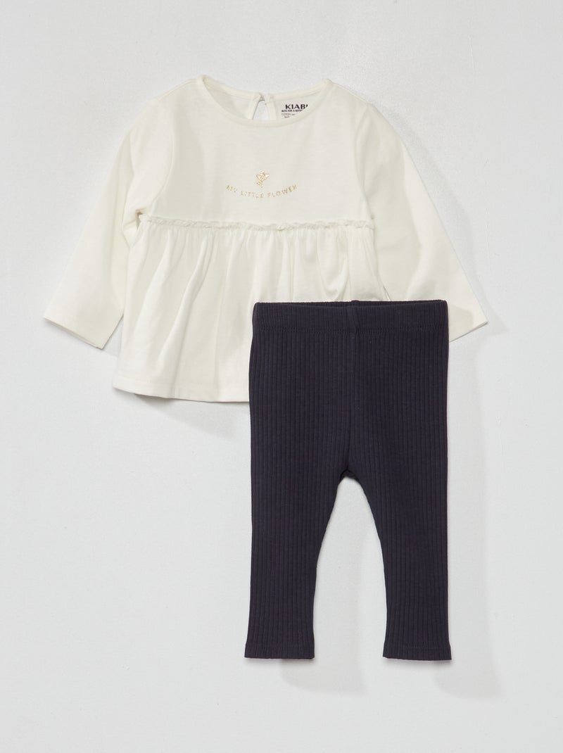 Ensemble t-shirt + legging - 2 pièces Blanc - Kiabi