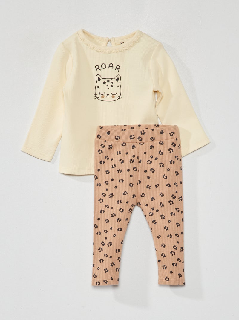 Ensemble t-shirt + legging - 2 pièces Ecru - Kiabi