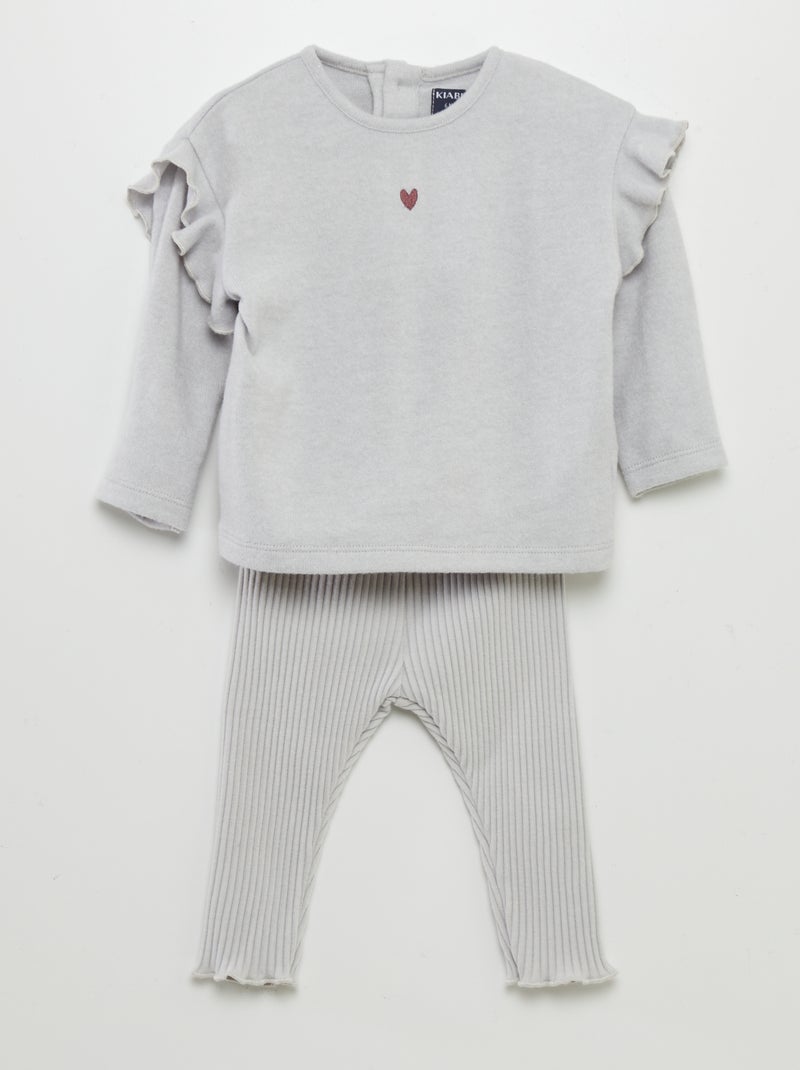Ensemble t-shirt + legging - 2 Pièces Gris - Kiabi