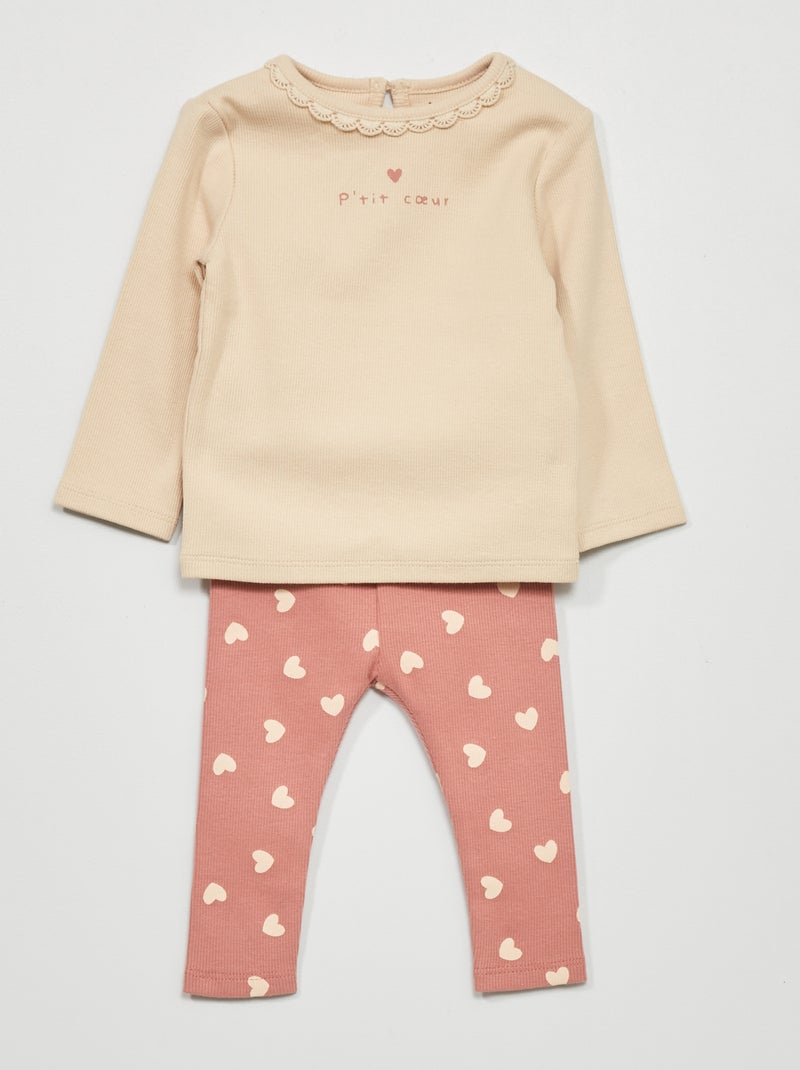 Ensemble t-shirt + legging - 2 pièces Rose - Kiabi