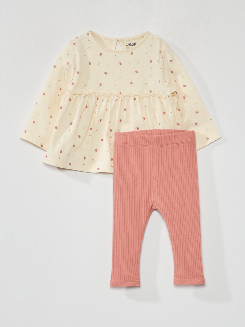 Ensemble t-shirt + legging - 2 pièces Rose/beige - Kiabi