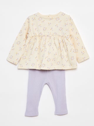 Ensemble t-shirt + legging côtelé - 2 pièces