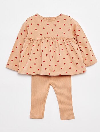 Ensemble t-shirt + legging côtelé - 2 pièces