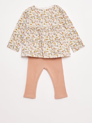 Ensemble t-shirt + legging côtelé - 2 pièces