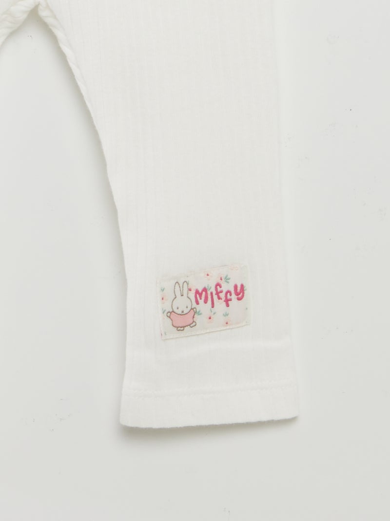 Ensemble t-shirt + legging côtelé + bandeau 'Miffy' - 3 pièces Blanc/rose - Kiabi