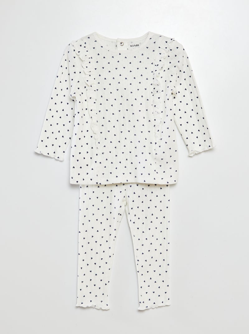 Ensemble t-shirt + legging de pyjama motif cœurs - 2 pièces BLANC - Kiabi