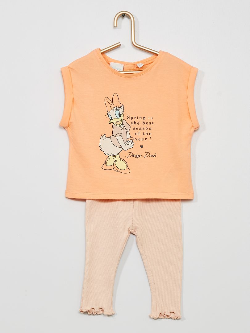 Ensemble t-shirt + legging 'Disney' beige/orange - Kiabi