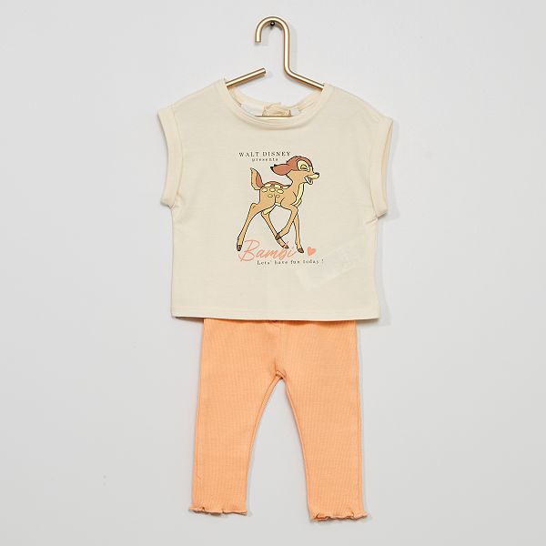 Ensemble T Shirt Legging Disney Bebe Fille Blanc Orange Kiabi 10 00