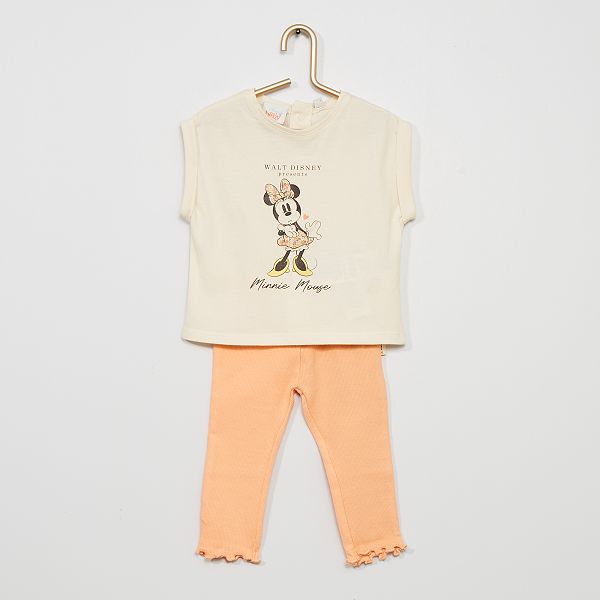 Ensemble T Shirt Legging Disney Bebe Fille Blanc Rose Kiabi 10 00