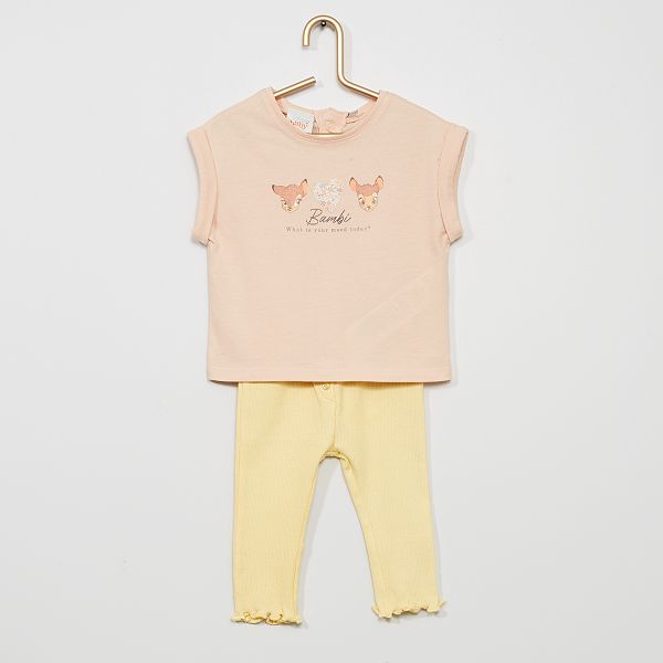 Ensemble T Shirt Legging Disney Bebe Fille Rose Jaune Kiabi 10 00