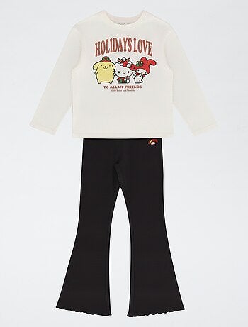 Ensemble t-shirt + legging flare 'Hello Kitty' - 2 pièces
