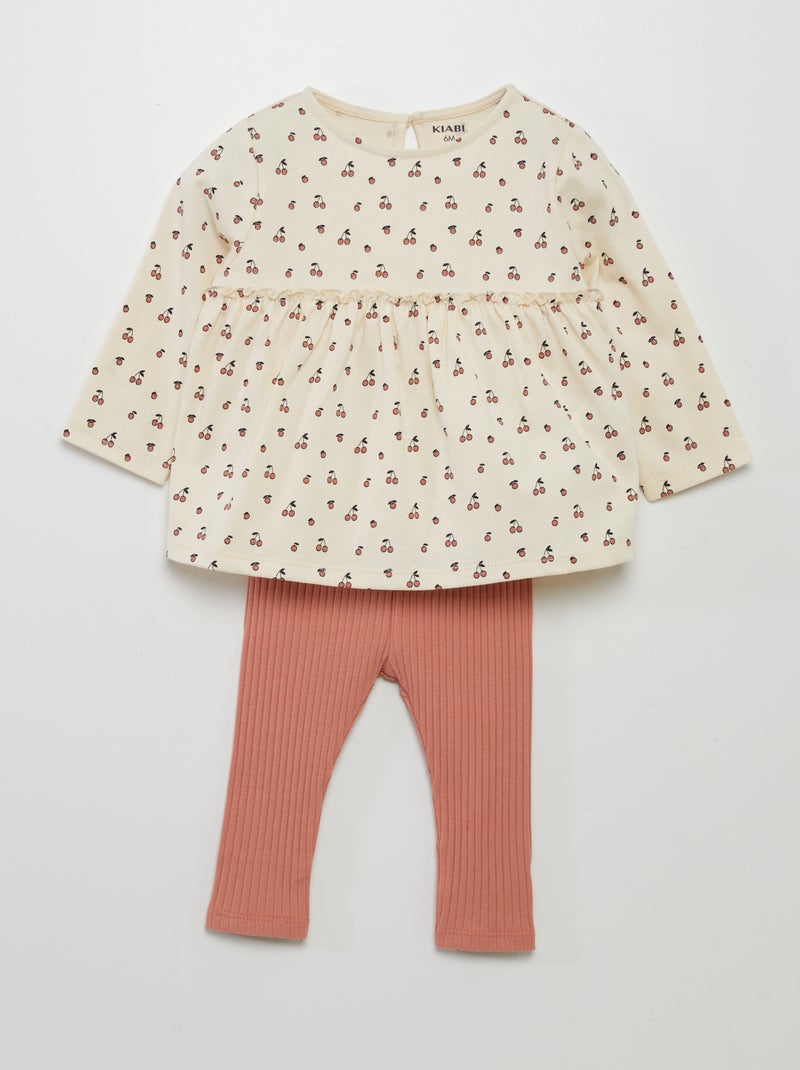 Ensemble t-shirt + legging imprimé - 2 pièces Orange - Kiabi