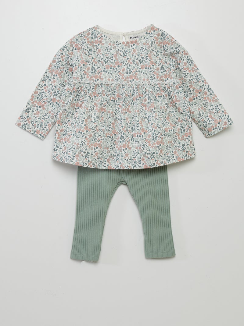 Ensemble t-shirt + legging imprimé - 2 pièces Vert - Kiabi