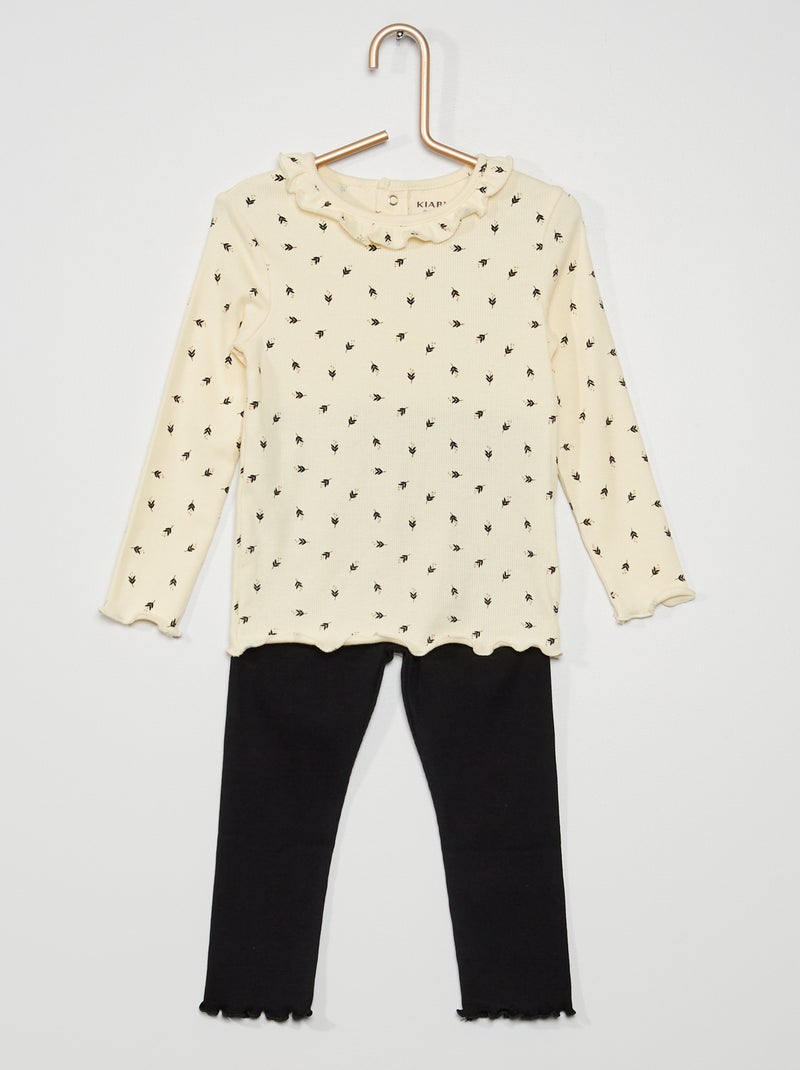 Ensemble t-shirt + legging imprimé blanc - Kiabi