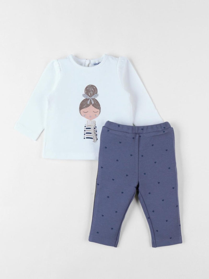 Ensemble t-shirt + legging, Jersey Noukie's Blanc - Kiabi