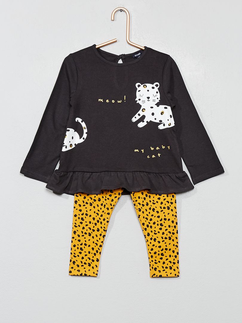 Ensemble t-shirt + legging noir léopard - Kiabi
