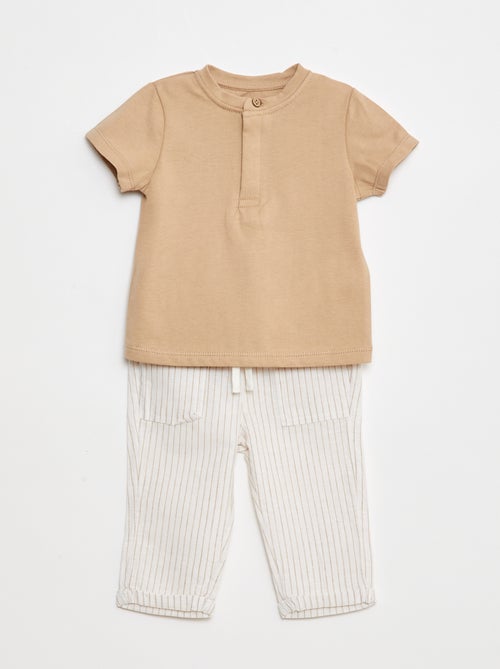 Ensemble t-shirt manches courtes + pantalon léger - 2 pièces - Kiabi
