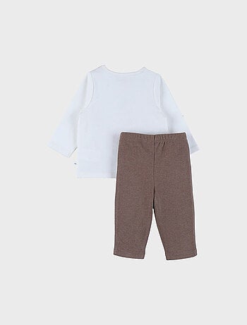 Ensemble t-shirt manches longues et legging en jersey côtelé brodé Noukie's