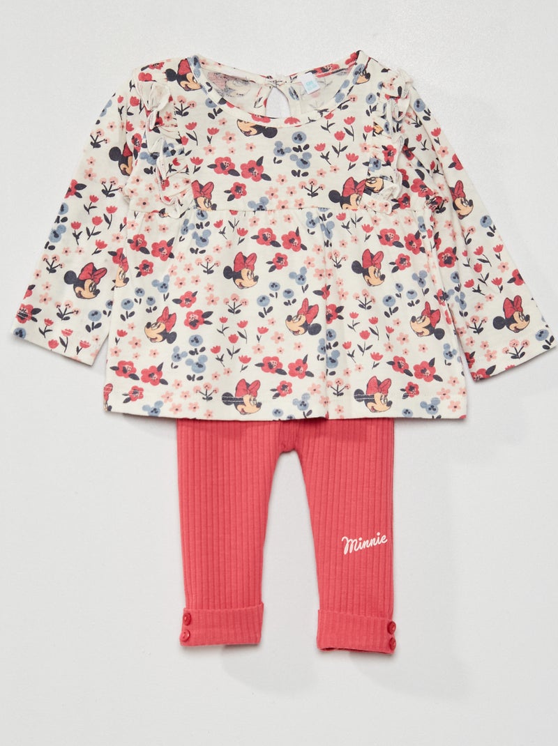 Ensemble T-Shirt  'Minnie'  + legging rose/blanc - Kiabi