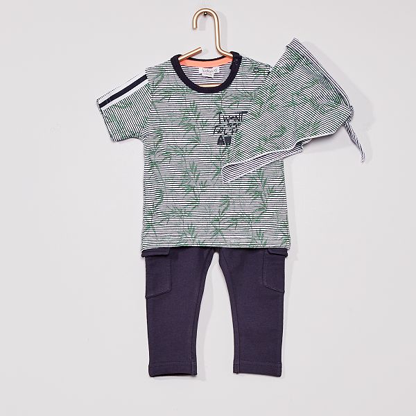 Ensemble T Shirt Pantalon Bandana Bebe Garcon Vert Bleu Marine Kiabi 12 00