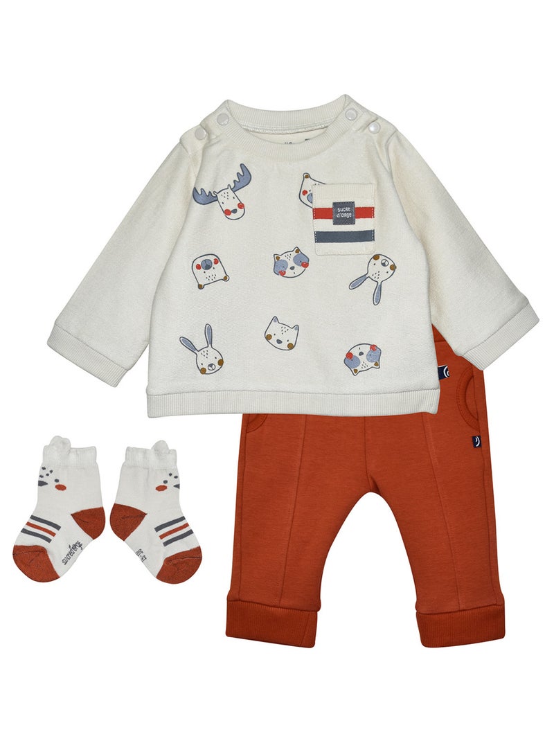 Ensemble T-Shirt pantalon chaussettes Pablo Beige - Kiabi