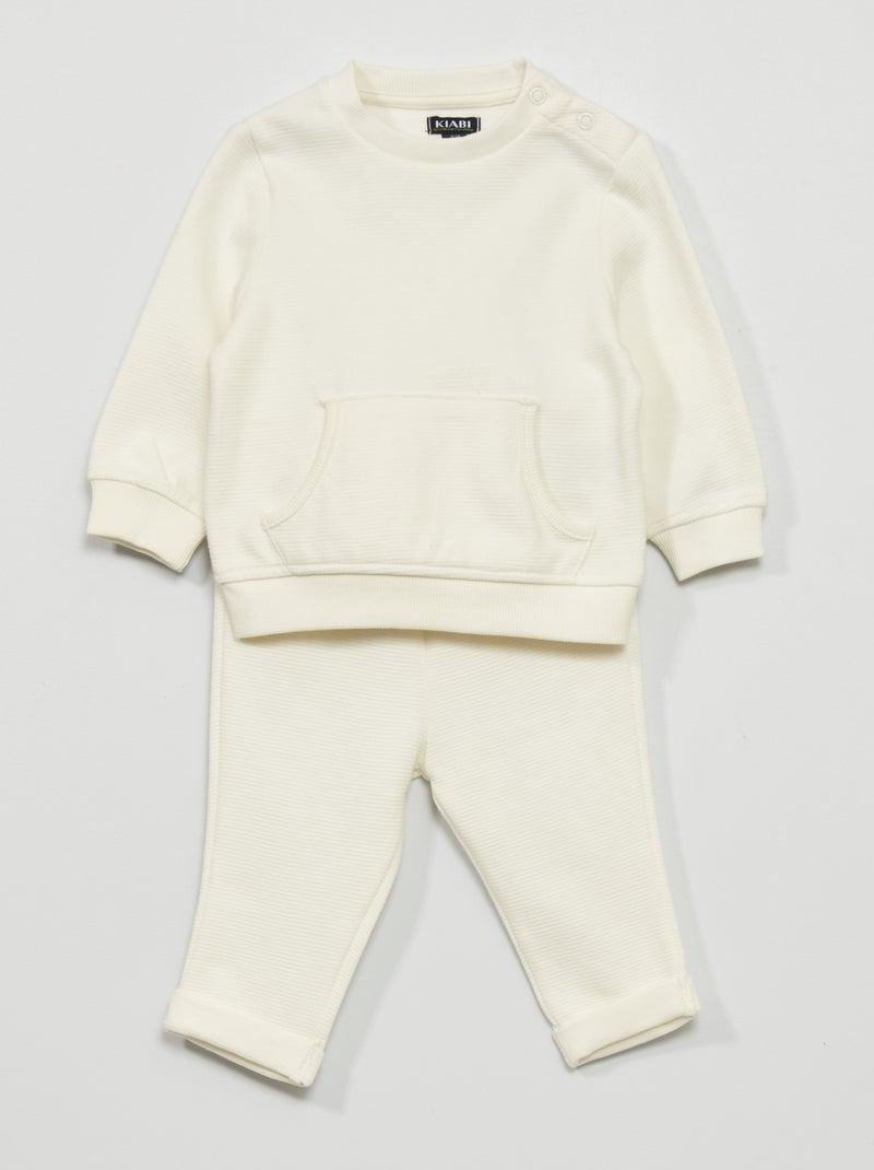 Ensemble t-shirt + pantalon de jogging  - 2 pièces Blanc - Kiabi