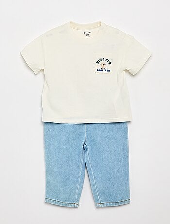 Ensemble t-shirt + pantalon denim - 2 pièces