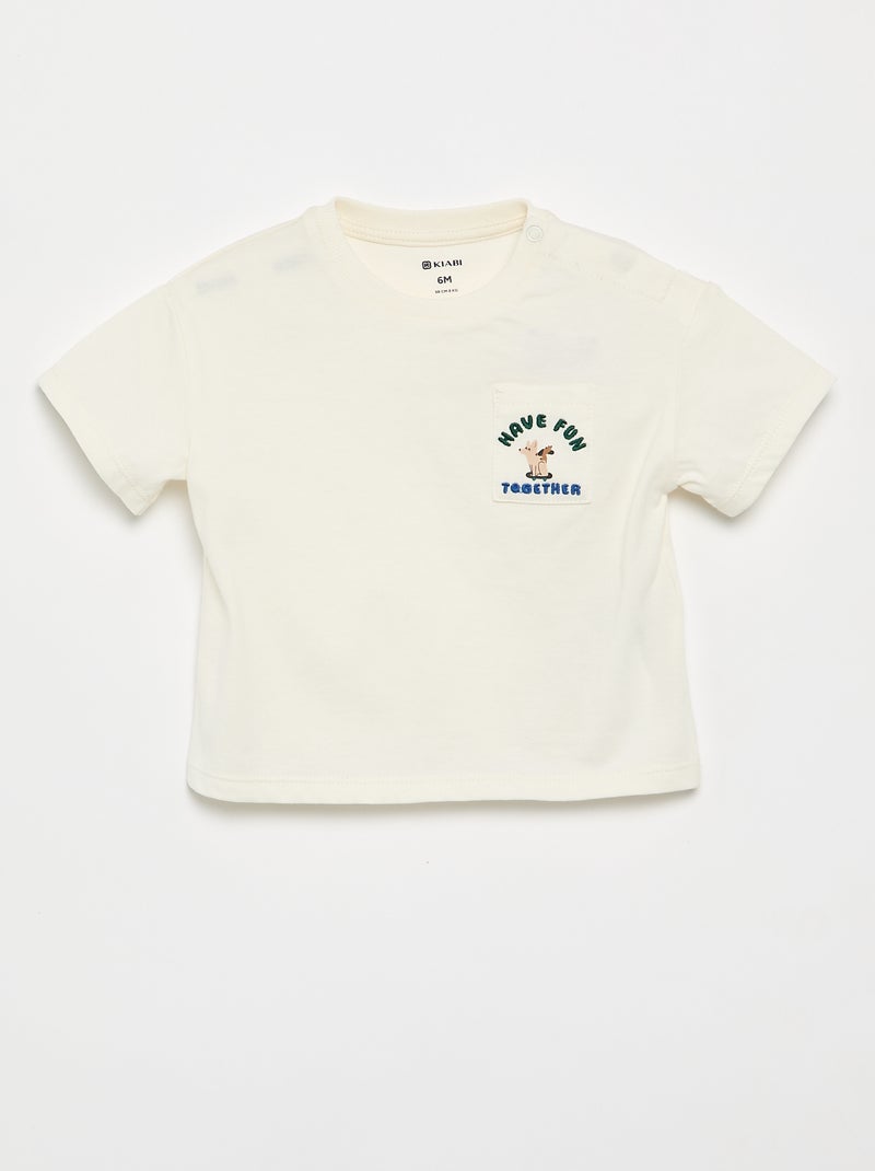 Ensemble t-shirt + pantalon denim - 2 pièces Blanc - Kiabi
