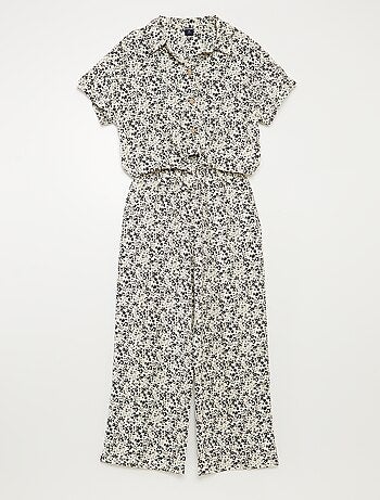Ensemble t-shirt + pantalon fluides imprimé fleuri - 2 pièces