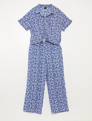 Ensemble t-shirt + pantalon fluides imprimé fleuri - 2 pièces