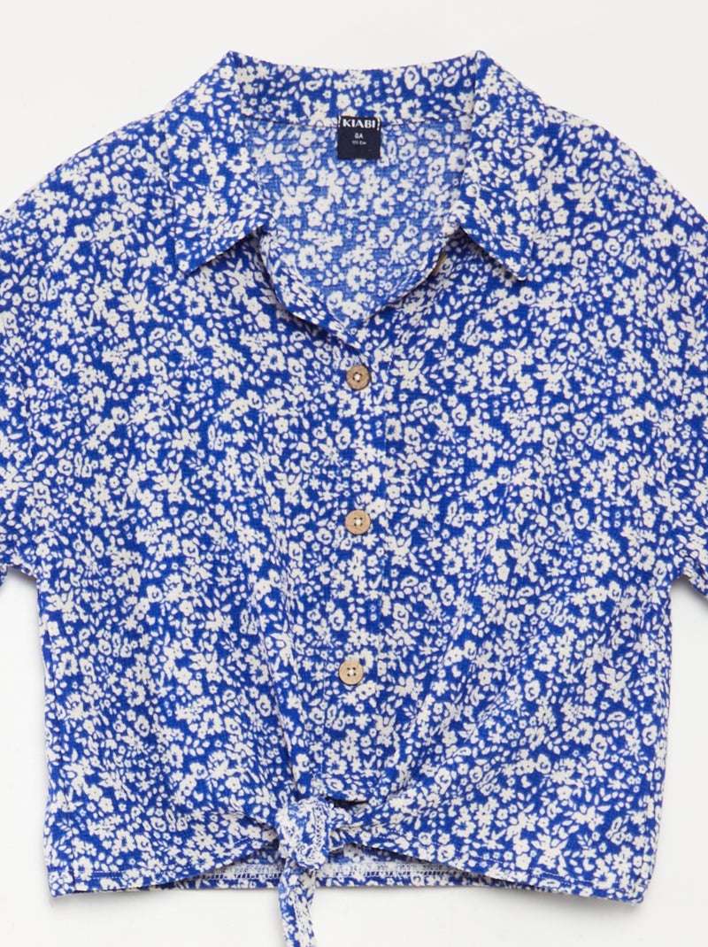 Ensemble t-shirt + pantalon fluides imprimé fleuri - 2 pièces BLEU - Kiabi