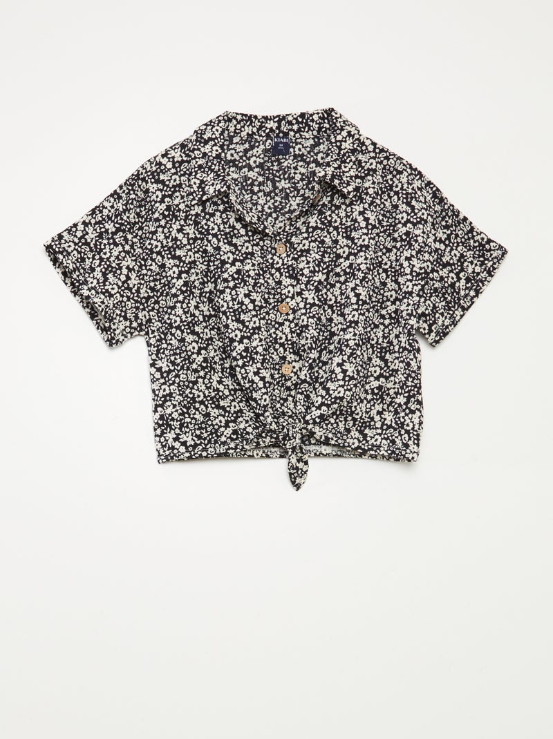 Ensemble t-shirt + pantalon fluides imprimé fleuri - 2 pièces NOIR - Kiabi