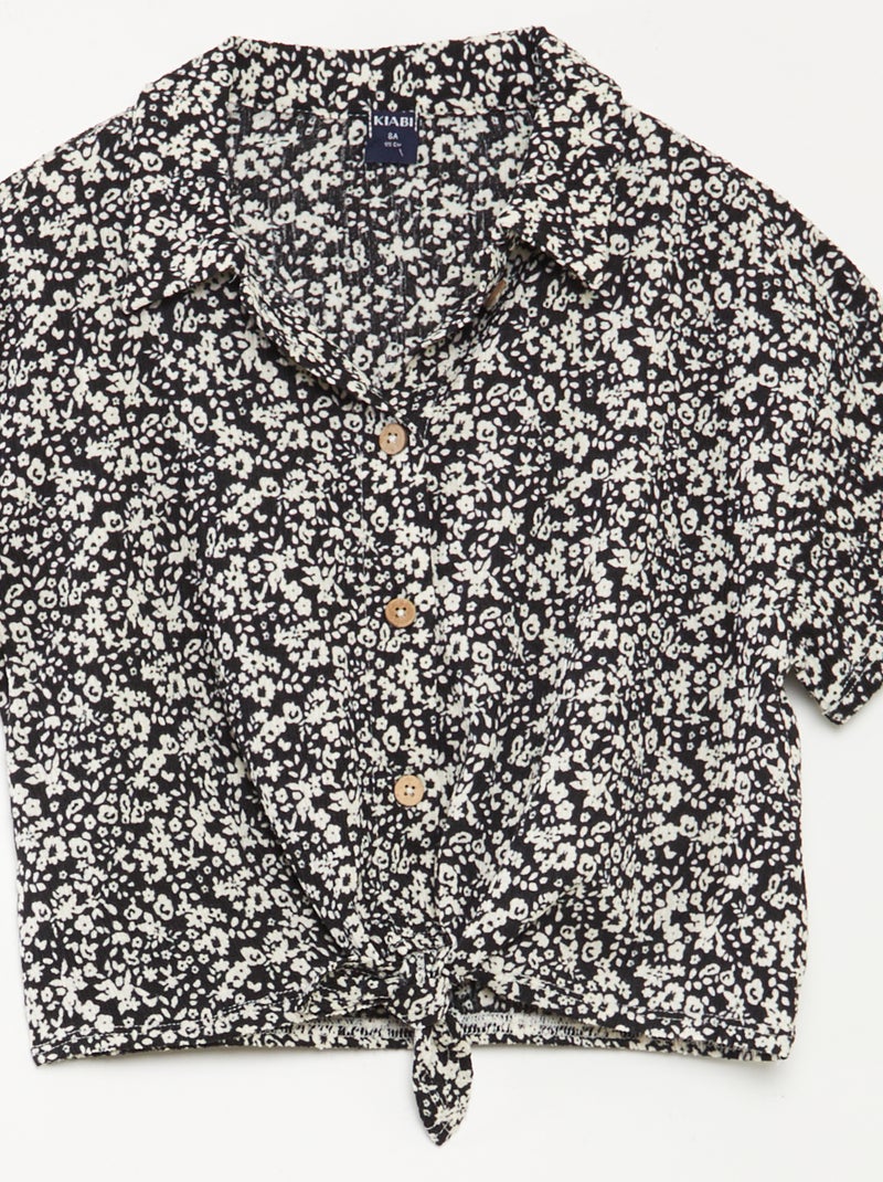 Ensemble t-shirt + pantalon fluides imprimé fleuri - 2 pièces NOIR - Kiabi