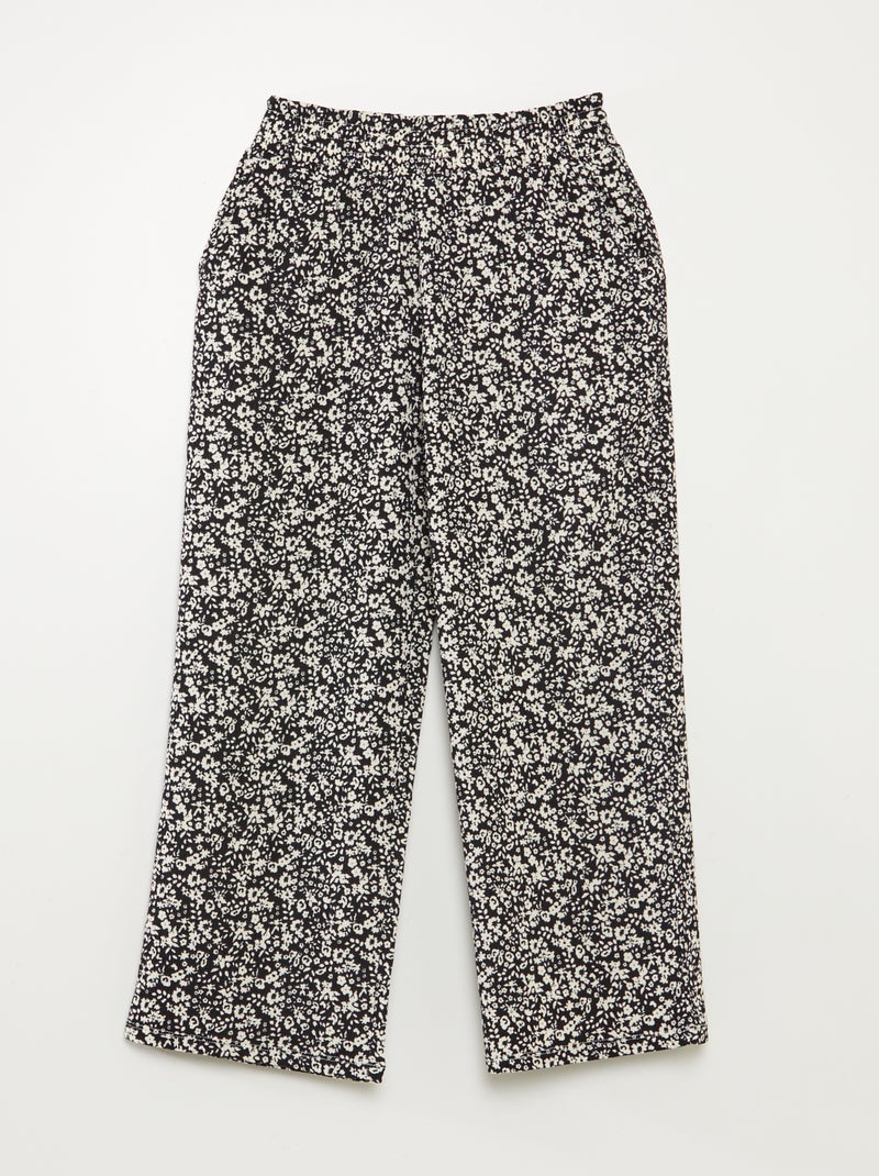 Ensemble t-shirt + pantalon fluides imprimé fleuri - 2 pièces NOIR - Kiabi