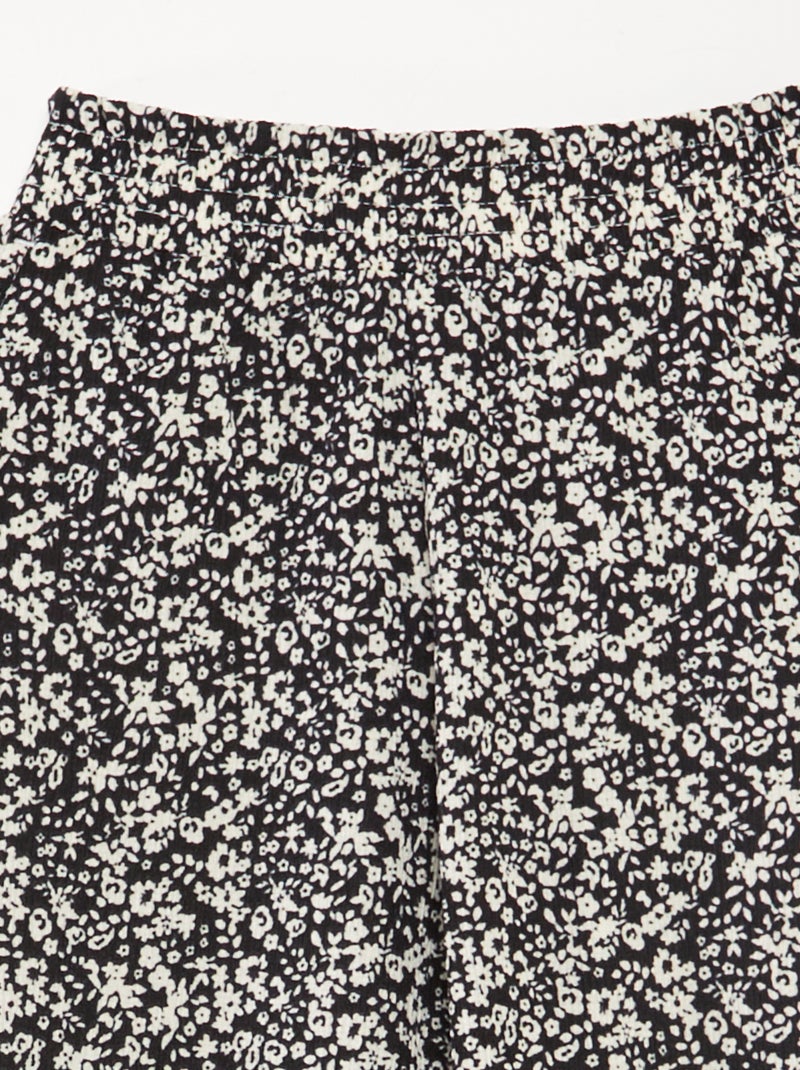Ensemble t-shirt + pantalon fluides imprimé fleuri - 2 pièces NOIR - Kiabi