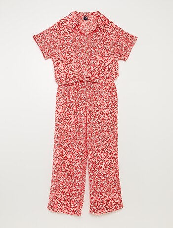 Ensemble t-shirt + pantalon fluides imprimé fleuri - 2 pièces