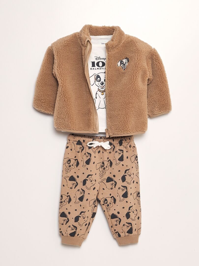 Ensemble t-shirt + pantalon + veste 'Disney' - 3 pièces Beige - Kiabi