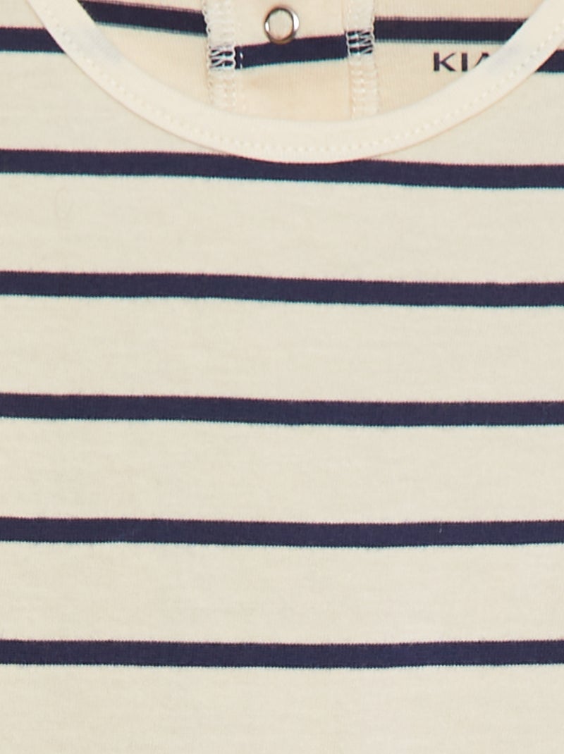 Ensemble t-shirt rayé + pantalon en denim - 2 pièces BLANC - Kiabi