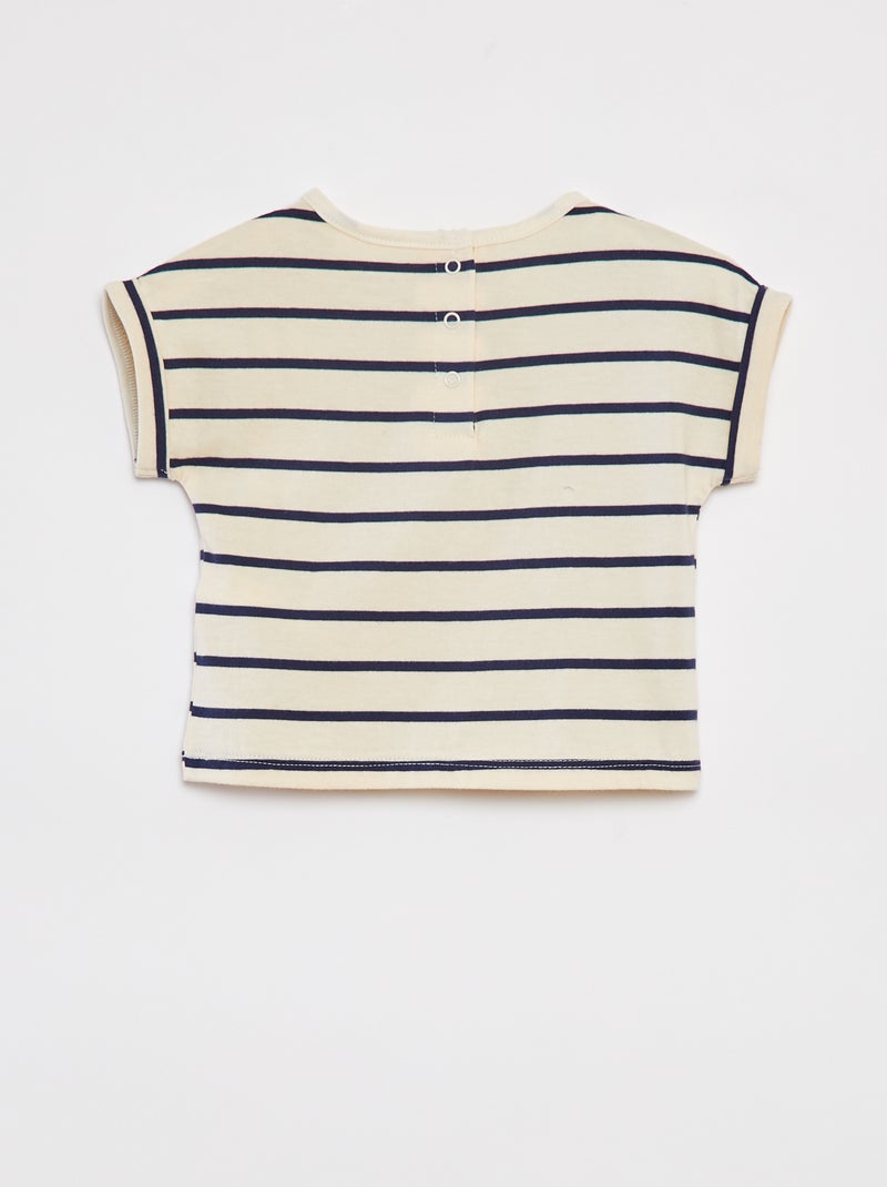 Ensemble t-shirt rayé + pantalon en denim - 2 pièces BLANC - Kiabi