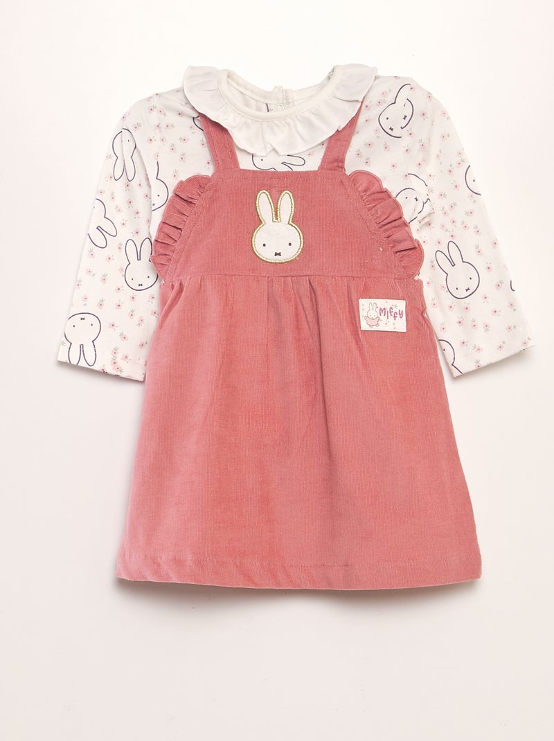 Ensemble t-shirt + robe en velours 'Miffy' Rose - Kiabi