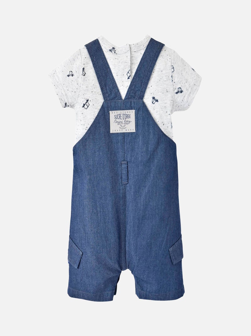 ENSEMBLE T SHIRT SALOPETTE COURTE AYMERIC Bleu - Kiabi