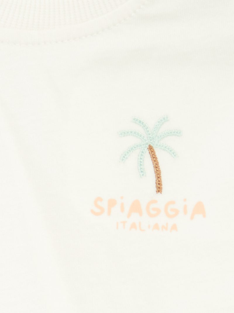 Ensemble t-shirt + salopette en denim - 2 pièces BLANC - Kiabi