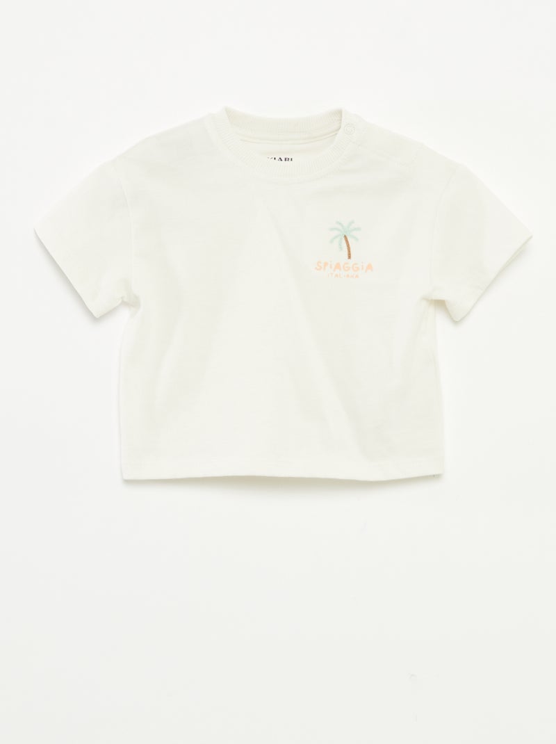 Ensemble t-shirt + salopette en denim - 2 pièces BLANC - Kiabi