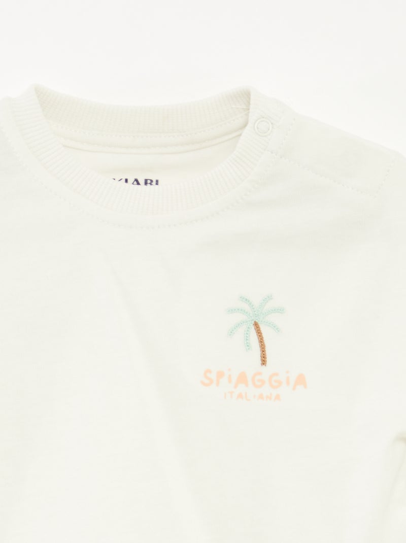 Ensemble t-shirt + salopette en denim - 2 pièces BLANC - Kiabi