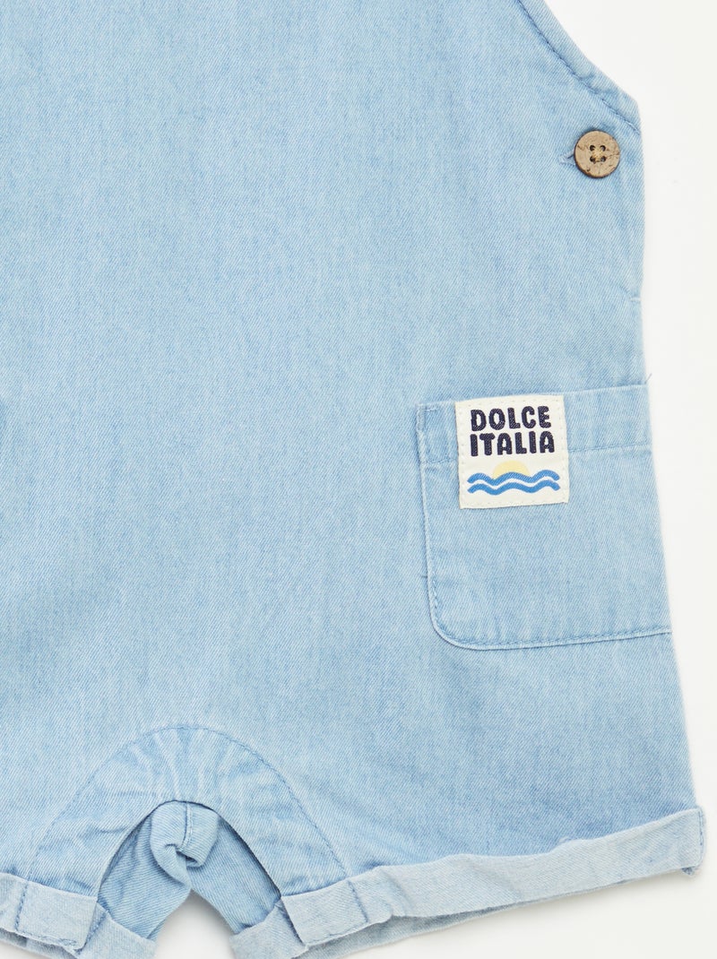 Ensemble t-shirt + salopette en denim - 2 pièces BLANC - Kiabi