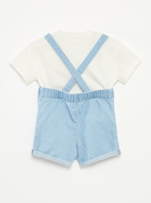 Ensemble t-shirt + salopette en denim - 2 pièces - Kiabi