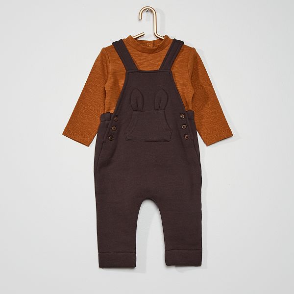 Ensemble T Shirt Salopette Lapin Bebe Garcon Ocre Gris Fonce Kiabi 12 60