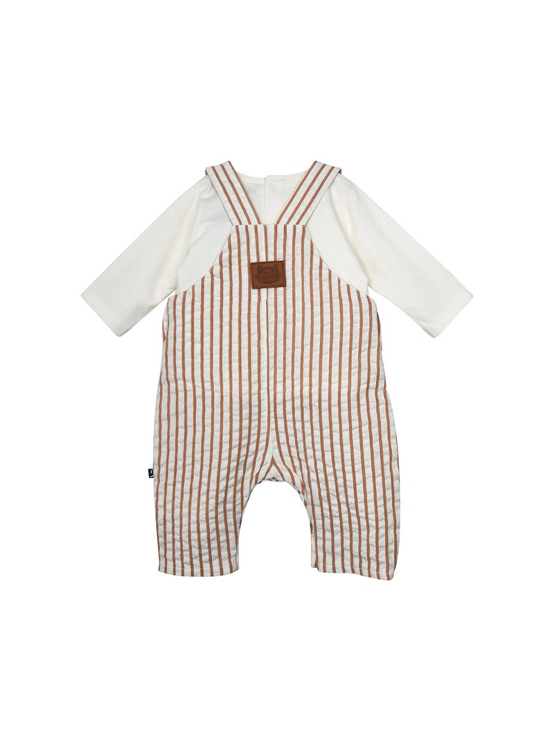 Ensemble T-shirt salopette Roméo Sucre d'Orge Beige - Kiabi
