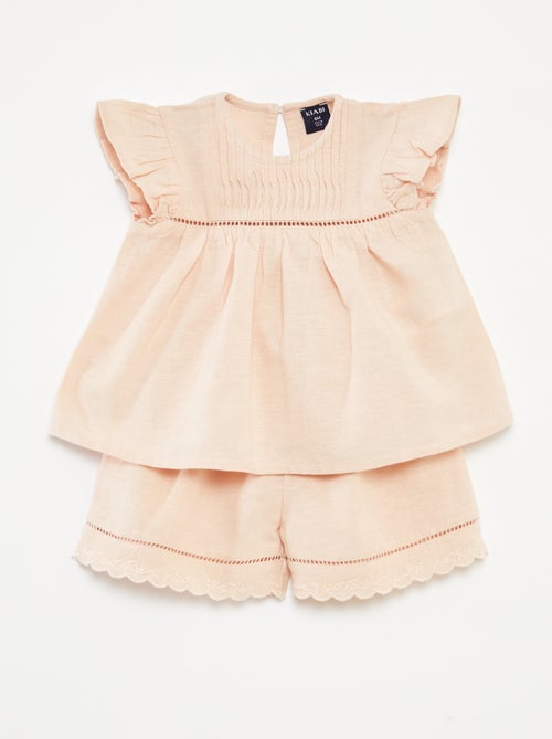 Ensemble t-shirt sans manches + short - 2 pièces - Kiabi